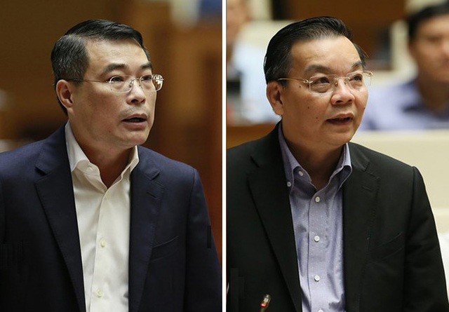 Miễn nhiệm Thống đốc Lê Minh Hưng (trái) và Bộ trưởng Chu Ngọc Anh.