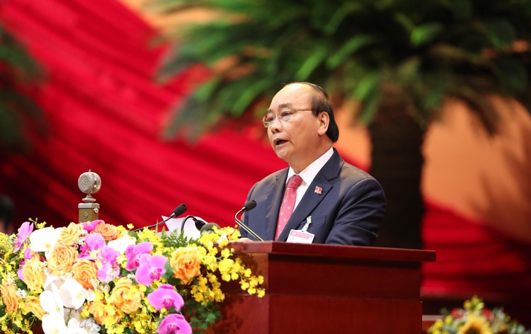 Thủ tướng Nguyễn Xuân Phúc phát biểu khai mạc Đại hội toàn quốc Đảng Cộng sản Việt Nam. Ảnh VGP