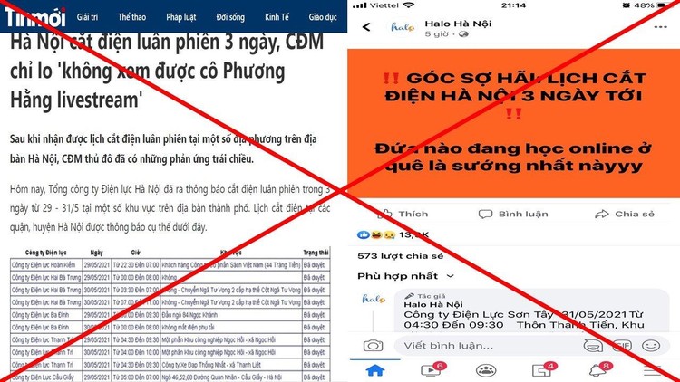 Ngày 28/5 trên một số trang điện tử, trang mạng xã hội xuất hiện nhiều thông tin về lịch cắt điện luân phiên tại Hà Nội.