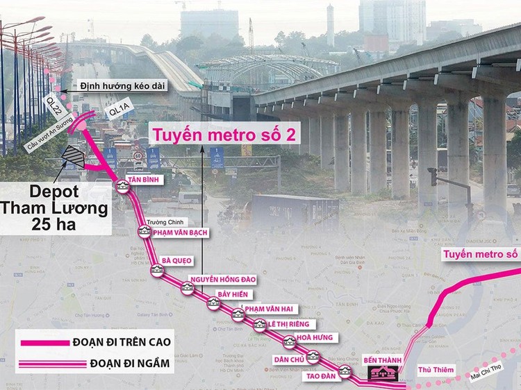 Sơ đồ định tuyến Thông tin Tuyến Metro số 2: Bến Thành – Tham Lương