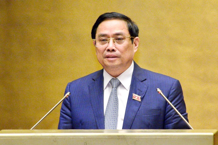 Thủ tướng Phạm Minh Chính nhấn mạnh: Chính phủ đề nghị trước mắt giữ ổn định về tên gọi, cơ cấu tổ chức, số lượng các bộ và cơ quan ngang bộ như khóa XIV - Ảnh: VGP