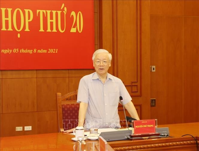 Tổng Bí thư Nguyễn Phú Trọng phát biểu khai mạc Phiên họp thứ 20. Ảnh: TTXVN