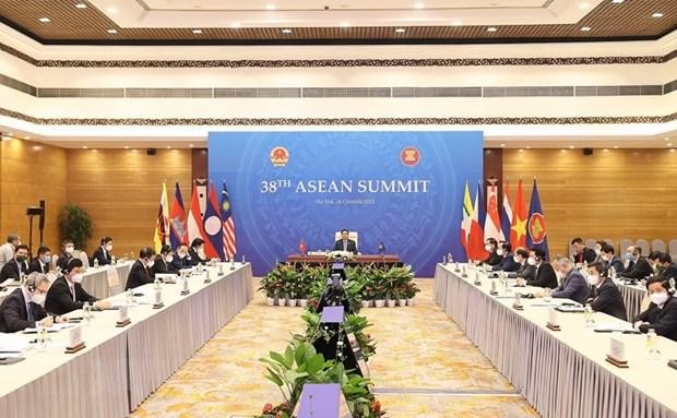 Quang cảnh Hội nghị cấp cao ASEAN lần thứ 38 tại điểm cầu Hà Nội. Ảnh: TTXVN