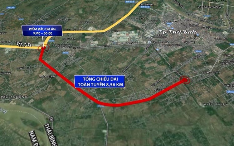 Bản đồ dự án tuyến đường vành đai phía Nam thành phố Thái Bình