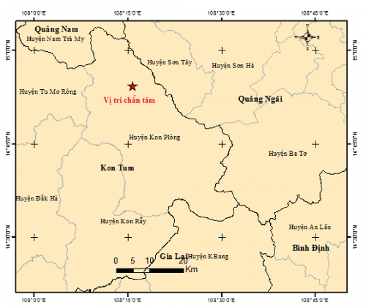 Liên tiếp xảy ra 4 trận động đất tại Kon Tum