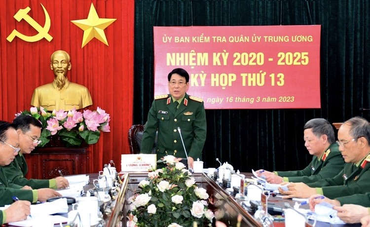 Đại tướng Lương Cường chủ trì Kỳ họp thứ 13 của Ủy ban Kiểm tra Quân ủy Trung ương. Ảnh: QĐND