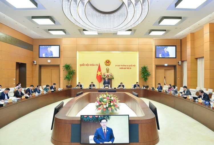 Chủ tịch Quốc hội Vương Đình Huệ phát biểu khai mạc Phiên họp thứ 22 của Ủy ban Thường vụ Quốc hộ