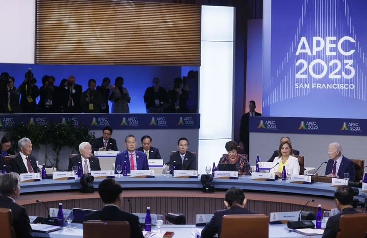 Chủ tịch nước Võ Văn Thưởng dự Phiên họp hẹp các Nhà lãnh đạo các nền kinh tế APEC. Ảnh: TTXVN