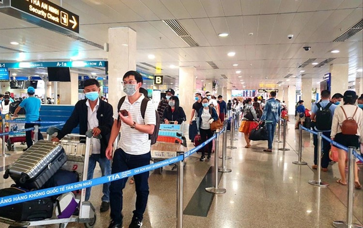 Hành khách làm thủ tục hàng không tại sân bay quốc tế Tân Sơn Nhất