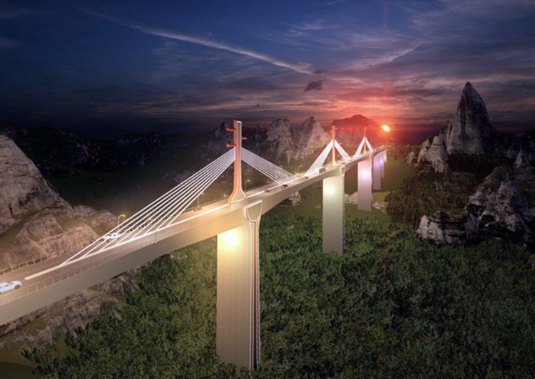 Phối cảnh một cây cầu trên cao tốc Đồng Đăng - Trà Lĩnh