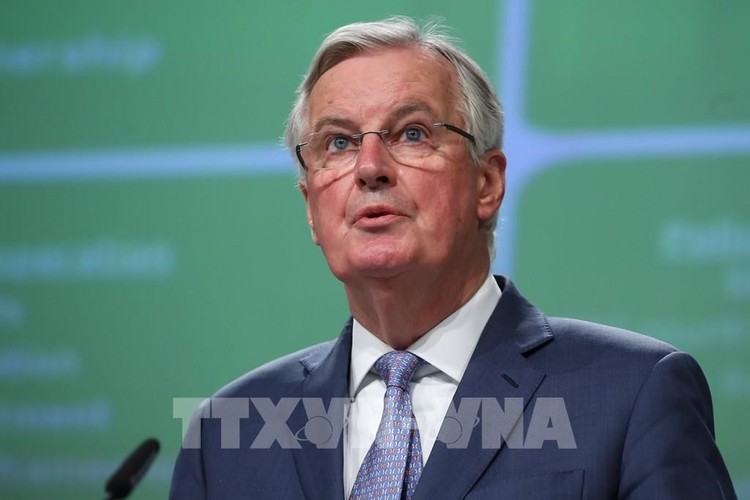 Trưởng đoàn đàm phán Liên minh châu Âu (EU) Michel Barnier phát biểu tại cuộc họp báo ở Brussels, Bỉ ngày 3/2/2020. Ảnh: THX/TTXVN