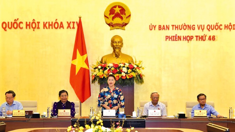 Chủ tịch Quốc hội Nguyễn Thị Kim Ngân phát biểu tại Phiên họp thứ 46 của Ủy ban Thường vụ Quốc hội. Ảnh: Quang Khánh