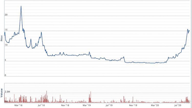Giá cổ phiếu của Thăng Long Deco tăng mạnh từ mức giá 4.500 đồng/CP cuối tháng 4 lên vùng 15.000 đồng/CP