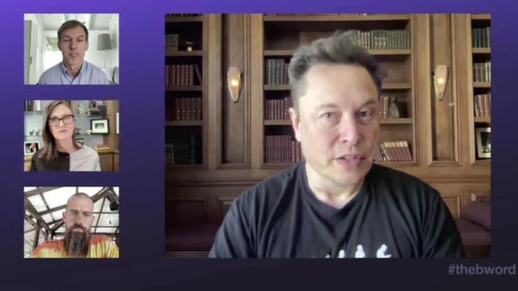 Elon Musk tại hội nghị trực tuyến về tiền ảo B Word - Ảnh: B Word.