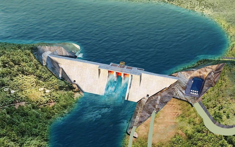 Dự án Đầu tư xây dựng hồ Sông Chò 1 nằm trên địa bàn xã Khánh Bình, huyện Khánh Vĩnh, tỉnh Khánh Hòa, có tổng mức đầu tư 956 tỷ đồng. Ảnh phối cảnh: NC st