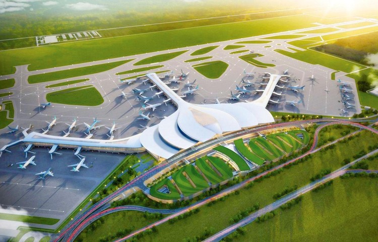Nhà ga hành khách Cảng hàng không quốc tế Long Thành có công suất 25 triệu hành khách/năm, dự kiến tổng mức đầu tư hơn 30 nghìn tỷ đồng. Ảnh mô hình: Song Lê