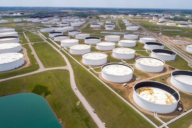 Các bể chứa dầu thô tại trung tâm dầu khí Cushing ở Oklahoma (Hoa Kỳ), ngày 21/4/2020. (Nguồn: reuters.com)