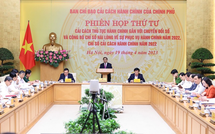 Thủ tướng Phạm Minh Chính chủ trì Phiên họp thứ 4 của Ban Chỉ đạo cải cách hành chính của Chính phủ. Ảnh: Quý Bắc