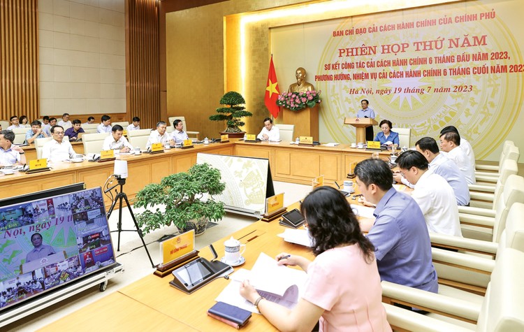 Thủ tướng Phạm Minh Chính chủ trì Phiên họp thứ 5 của Ban Chỉ đạo cải cách hành chính của Chính phủ. Ảnh: Quý Bắc