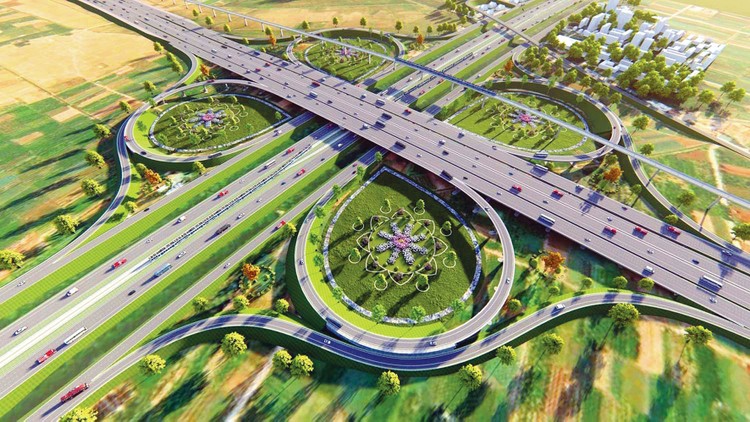 Dự án thành phần 3 Đầu tư xây dựng đường cao tốc theo phương thức PPP thuộc Dự án Đầu tư xây dựng đường Vành đai 4 - Vùng Thủ đô Hà Nội với tổng mức đầu tư 56.536 tỷ đồng chuẩn bị được tổ chức đấu thầu rộng rãi trong nước. Ảnh: Phú An