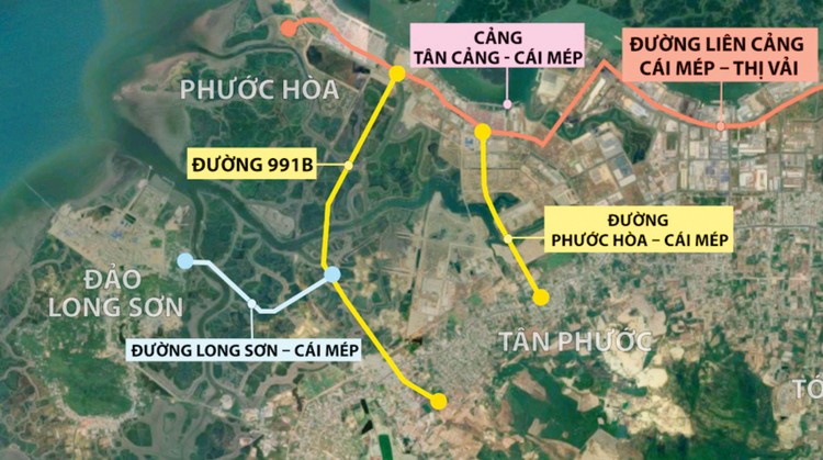 Dự án đường Long Sơn - Cái Mép có chiều dài toàn tuyến hơn 3.746 m. Ảnh đồ họa: Thanh Nhàn