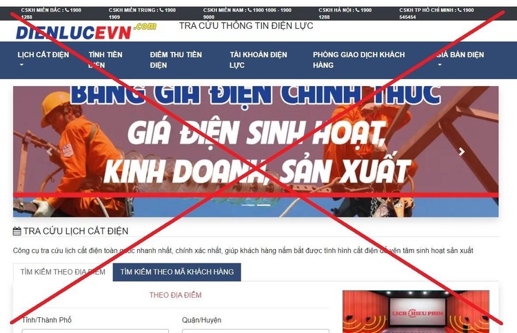 EVN khẳng định trang web tại địa chỉ http://dienlucevn.com hoàn toàn không phải của EVN